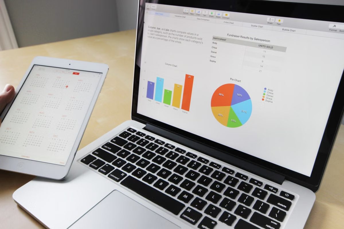 Laptop showing financial analysis