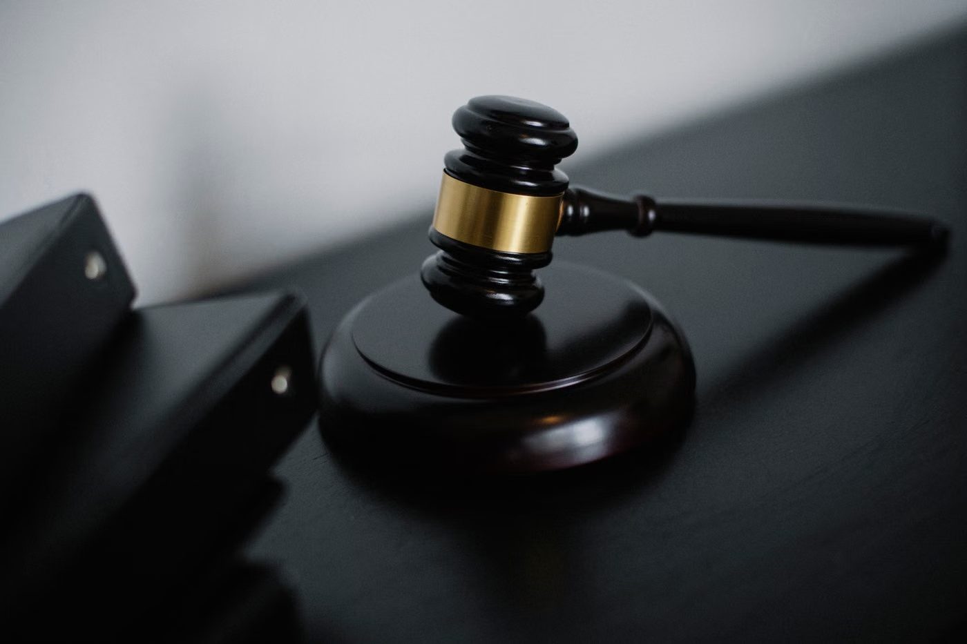 Gavel resting on a sound block